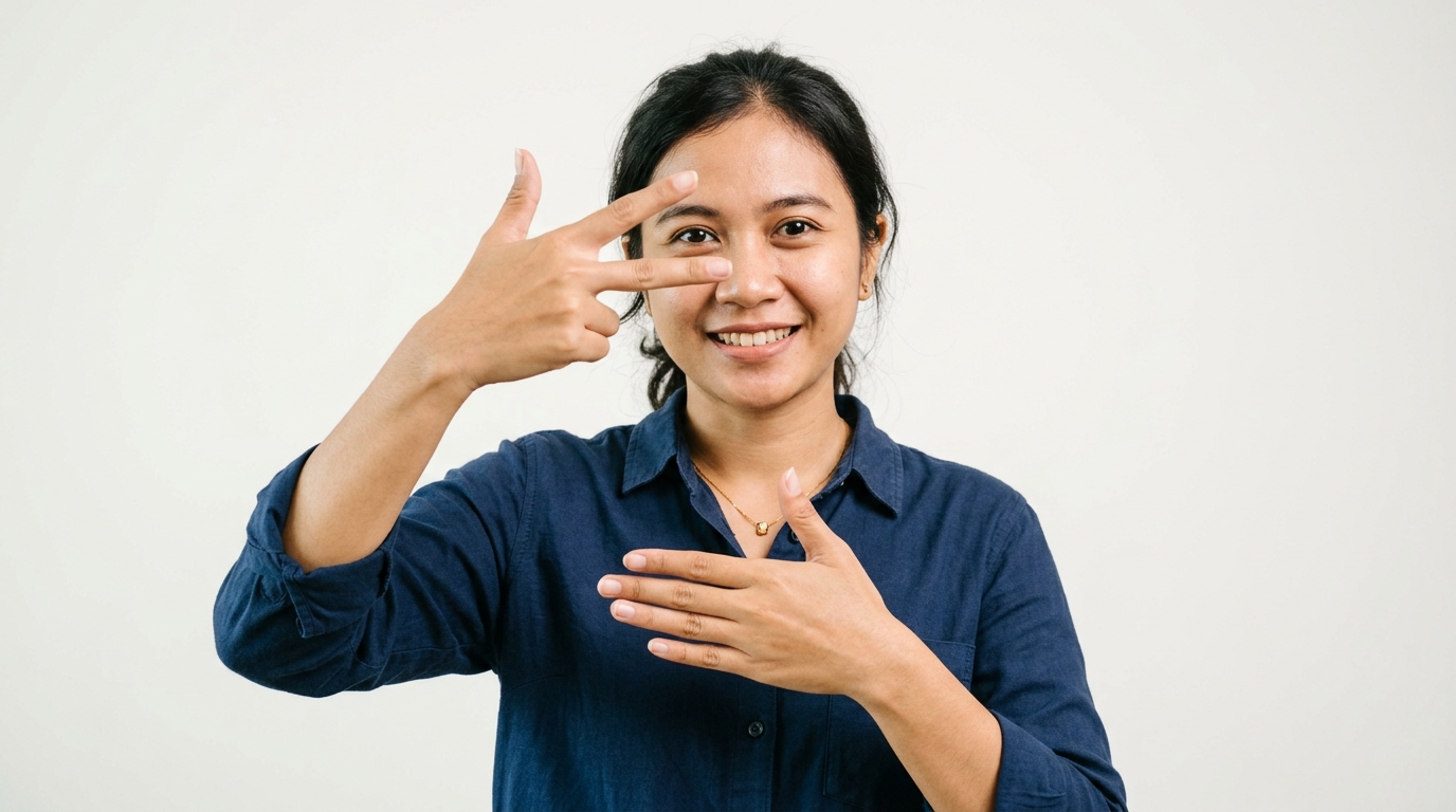 Foto peragaan elemen isyarat Bahasa Isyarat Indonesia